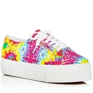 SUPERGA Platform Rainbow Tie Dye Sneakers Size 8.5